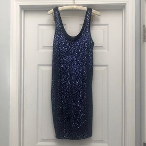 Express blue sequined dress